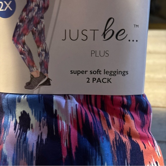 Just Be Plus Super Soft Leggings 2X & 3X Two Pack - Paint Brush & Purple Rose - Picture 6 of 16
